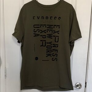Express Men's Olive Graphic Tee